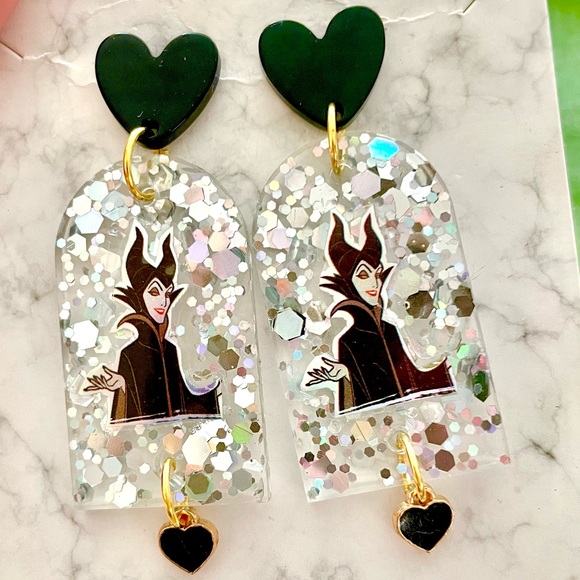 Maleficent Acrylic Dangle Earrings - Picture 1 of 4